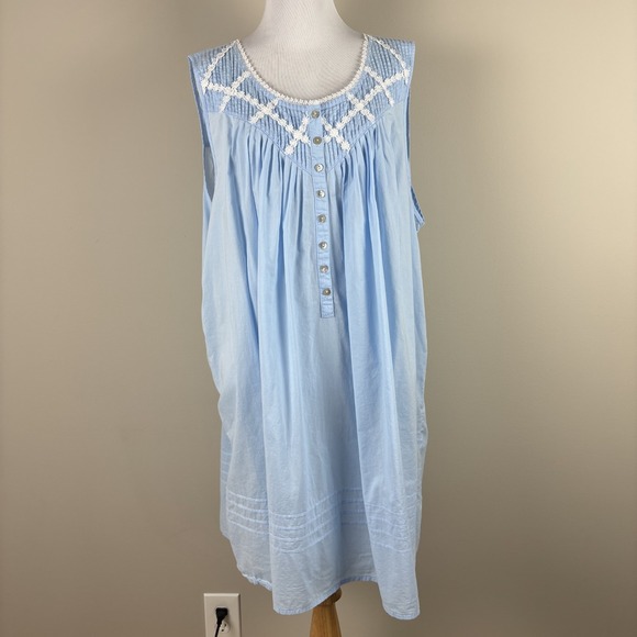 Eileen West Nightgown XL Blue Poetic Chemise Short Cotton Cottagecore Feminine - Picture 1 of 9